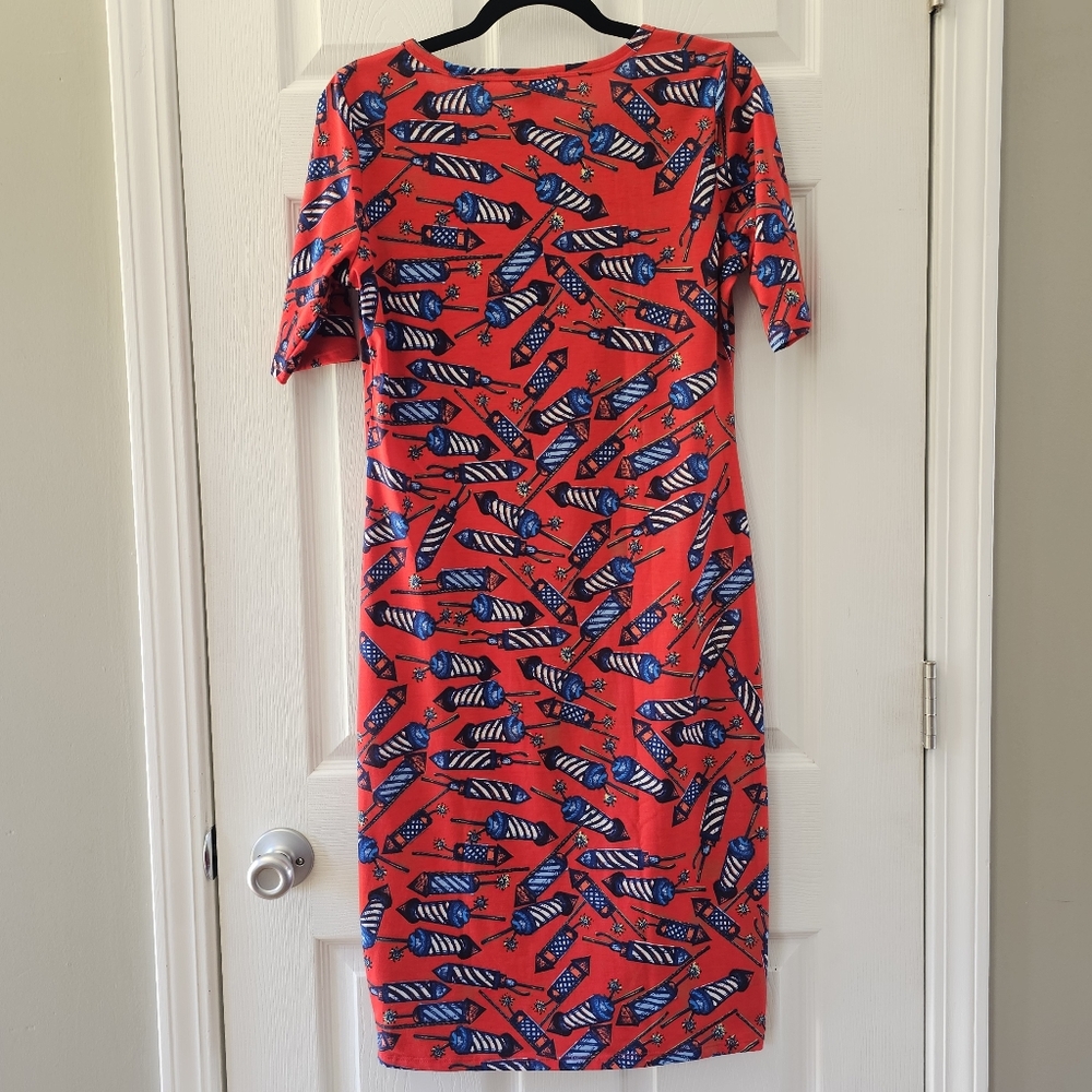 Like New LuLaRoe Patriotic Firecracker Dress Size Medium - Picture 6 of 11